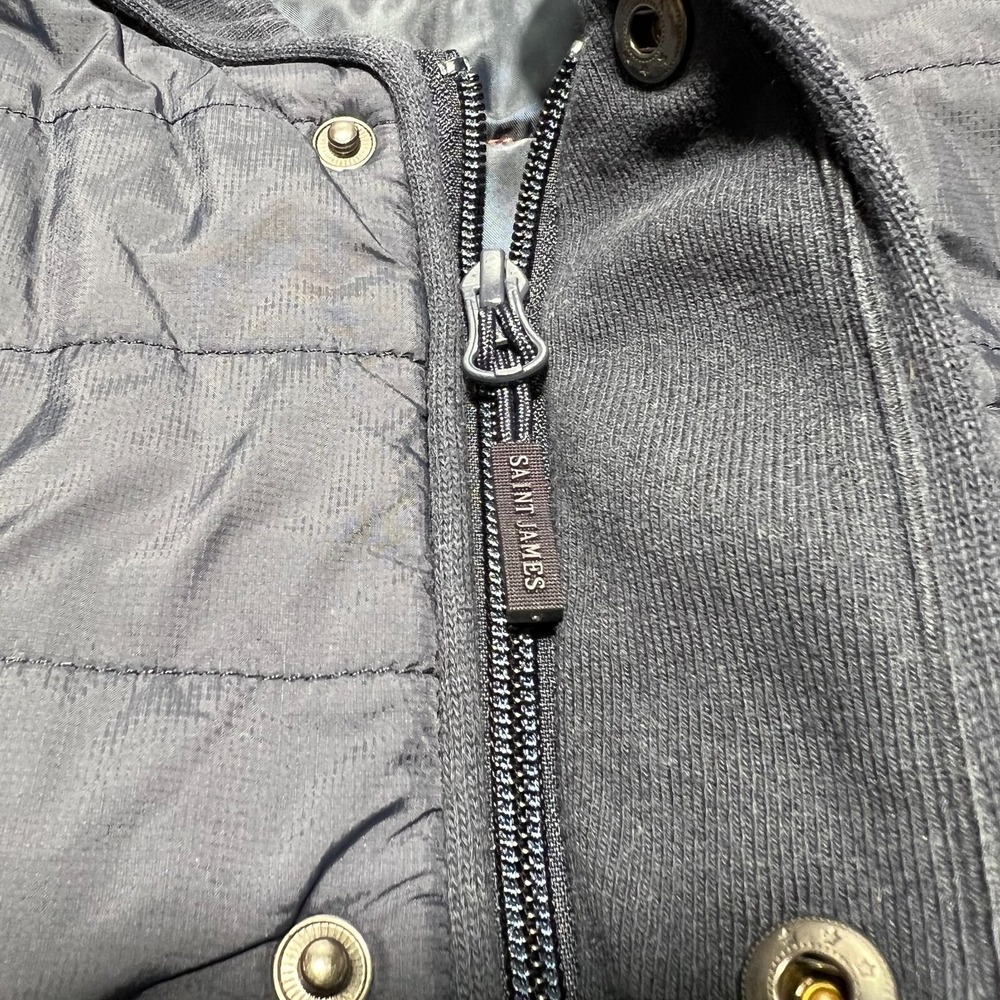 Saint James Men's Navy Blue Long Sleeve‎ Full Zip Quilted Puffer Coat Size 42 L - Picture 7 of 16